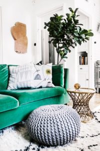 Green sofa in modern room