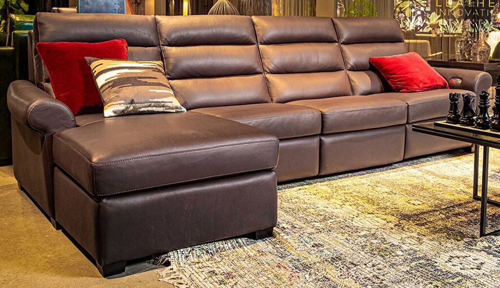 Austin Sectional. Rolled arm, transitional styled, custom motion furniture.