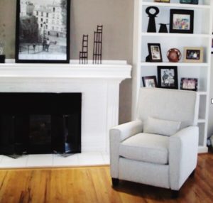 Client living room after redecoration focused on chair