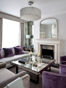 Traditional room with purple accents