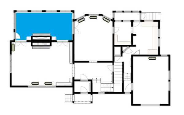 restoration floor plan with solarium highlighted