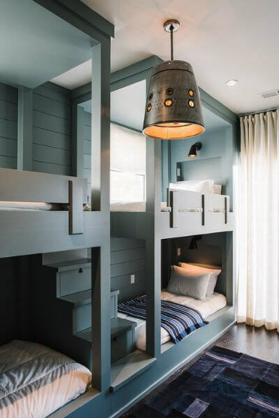 Gray shiplap in a bunk room