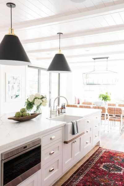 Shiplap kitchen with pendants