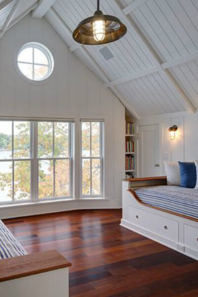 Shiplap walls in cottage style room