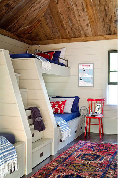 Shiplap bunk room in white