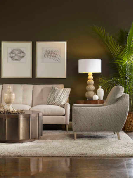 Living room setting with wall art